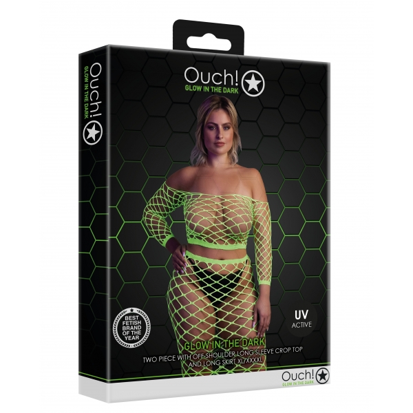 Bustier und Netzkleider mit freien Schultern Fluo-Grün