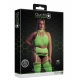 Fluorescent green 2-piece halter top and garter belt set