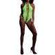 Fluorescent green open crotch bodysuit with bare back