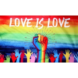 Peace Love is Love vlag 90 x 150cm