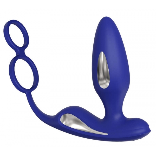 Plug Vibrador Electro + Ballstretcher Lawis 10 x 3.7cm Azul