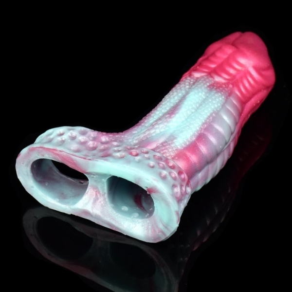 Funda para el pene Monster Leezard 14 x 4,5cm Azul-Rosa