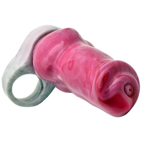 Cane Yorky manica del pene 17 x 6 cm Rosa-Grigio