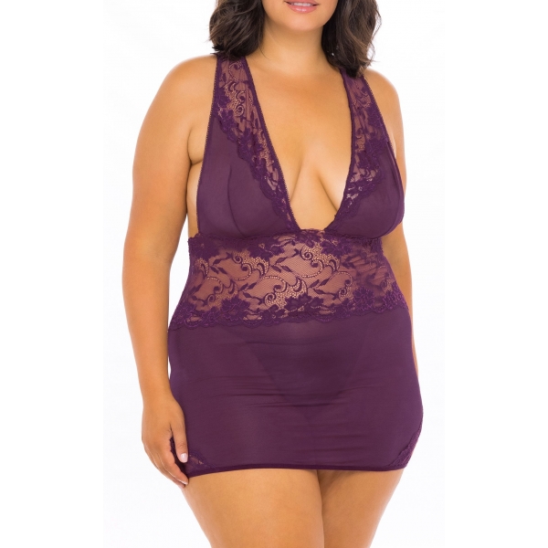 MIRABELLE Babydoll viola Taglia grande