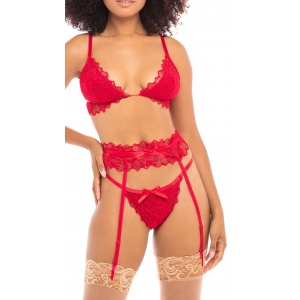 Oh Là Là Chéri Conjunto de 3 peças Rosemarie Vermelho