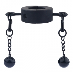 MenSteel Metallic Testicle Stretcher Weights - 2 Balls BLACK S