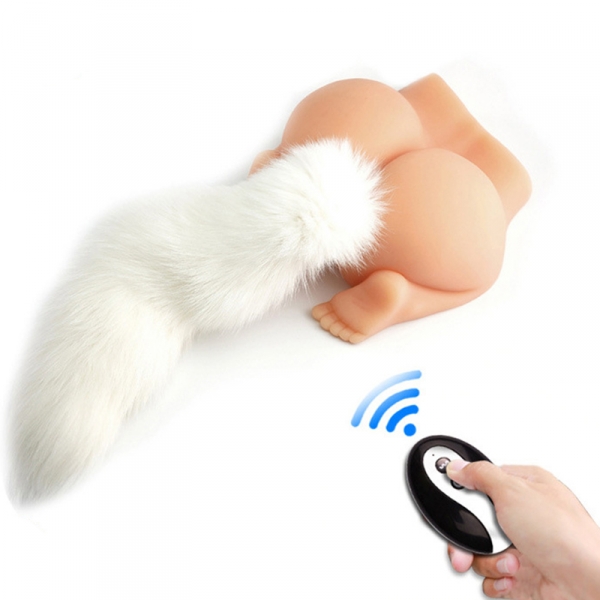 Fox Tail Vibe Plug 6.5 x 3.2cm - Cola 40cm Blanco