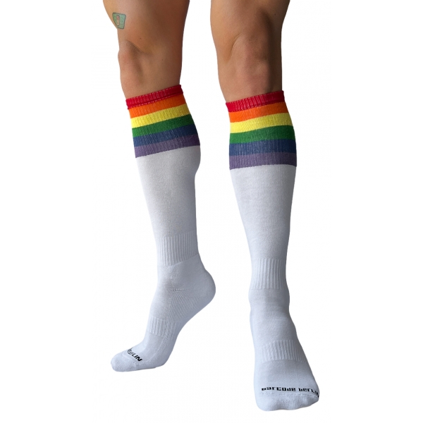 Calcetines altos de fútbol Pride blancos