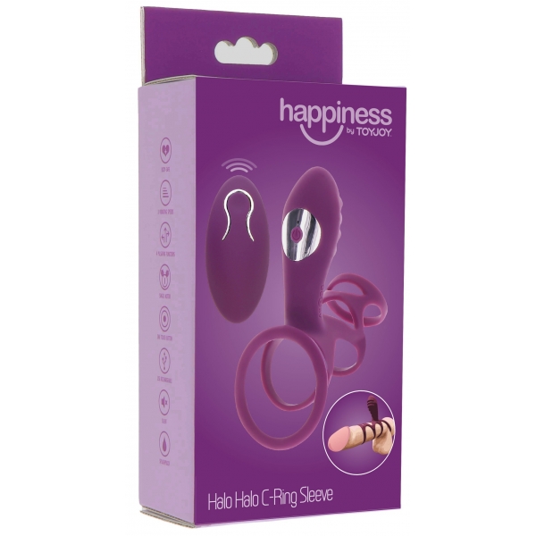 Funda Vibradora para el Pene Halo Halo C-Ring Happiness 7cm Morado