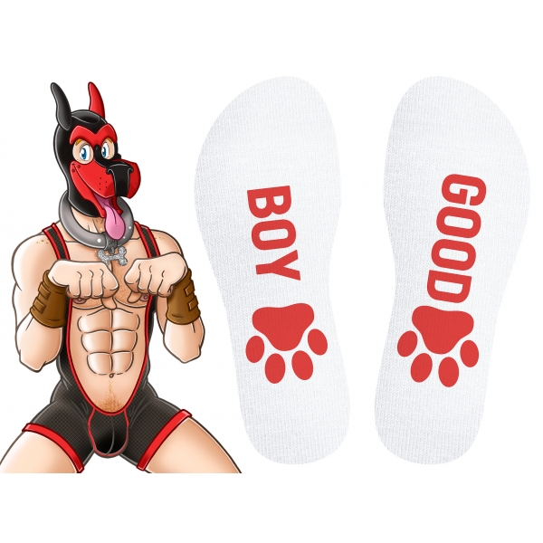 Calzini Good Boy Bianco-Rosso