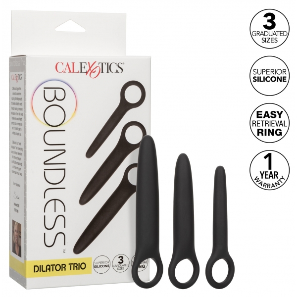 Set di 3 tappi in silicone Dilatro Trio Boundless Nero