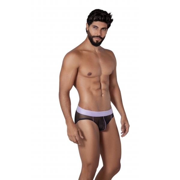 Transparenter Slip Hunch Brief Schwarz-Violett