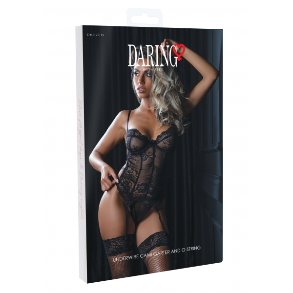 Cinto de ligas Body + G-string Cami Garter Preto