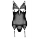 Suspender Belt Body + Lace and Mesh G-string Black