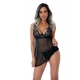 Nightie + G-string Underwire Sheer Black