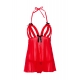 Babydoll con volant Peek-a-Boo rosso