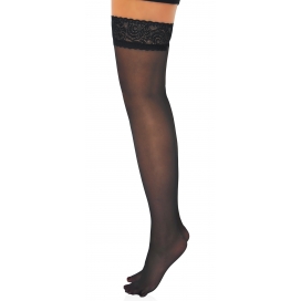 DARING Intimates Black satin-touch stockings