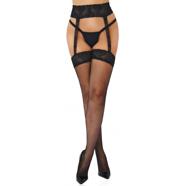 Fishnet Garterbelt Tights Black