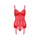 Suspender Belt Lace Cami Red