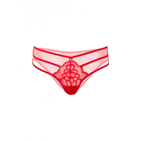 Tanga Tirantes Encaje Rojo