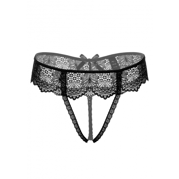 Tanga con bandeau de encaje Delphine Negro