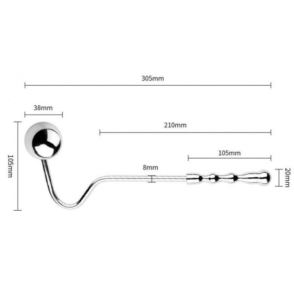 Metal anal hook with Double Ball handle 10cm