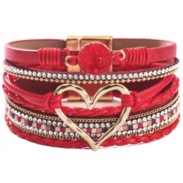 Bracciale a forma di cuore rosso