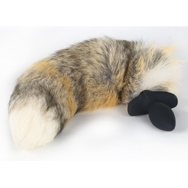 Vibrating plug with wolf tail 9 x 4cm | 45cm tail