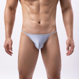 Men Fashion Show Mankini Soft Material Panty Silver
