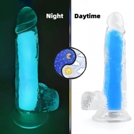 ClearlyHorny Dildo luminoso a colori 15 x 4,5 cm blu