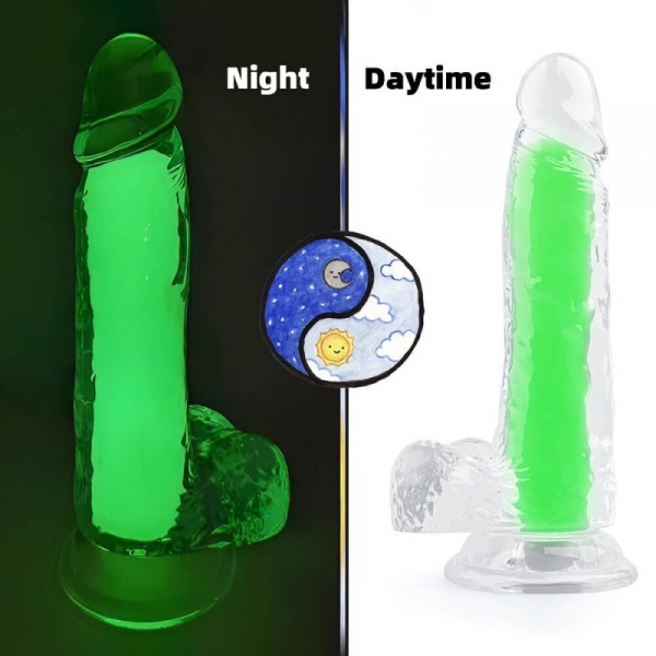 Glow Jelly Dildo With Mutiple Colors GREEN