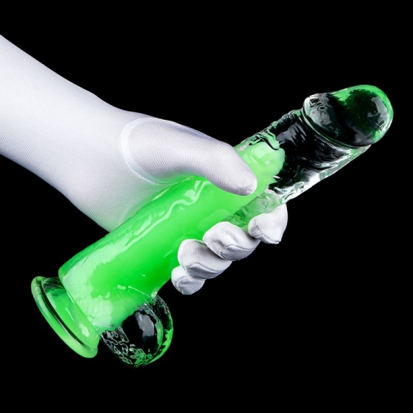 Jelly Mut transparante dildo L 19 x 4,6cm Groen