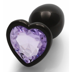 Ouch! Bijou anal Heart Gem S 6 x 2,6 cm Preto-Púrpura