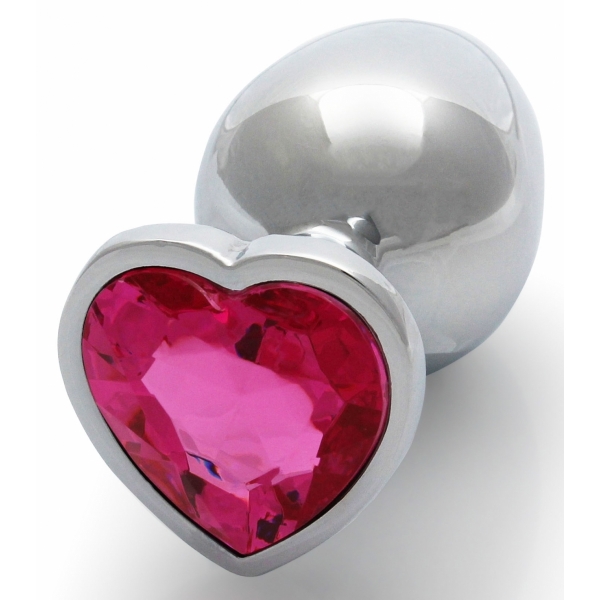 Gemma cuore analogica M 7 x 3,3 cm Argento-Rosa