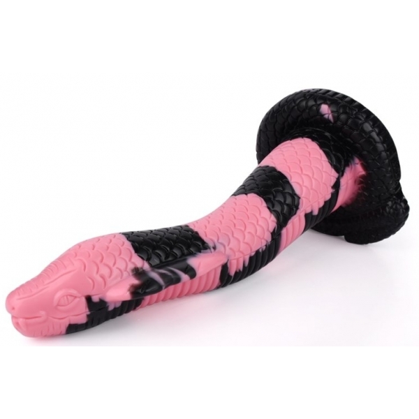 Consolador Cobra Snake L 26 x 7cm Negro-Rosa