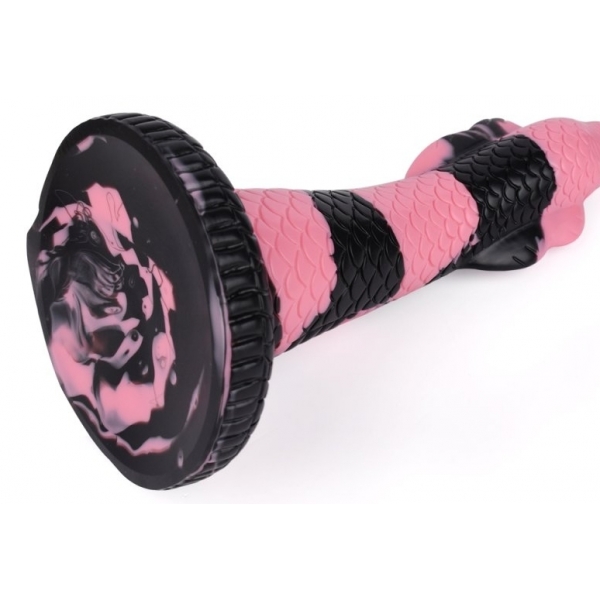 Cobra Slang Dildo M 22 x 6cm Zwart-Roze