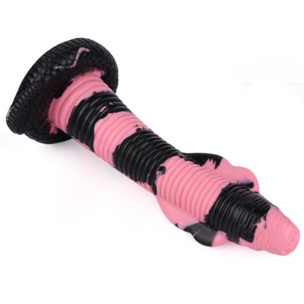 Cobra Slang Dildo M 22 x 6cm Zwart-Roze