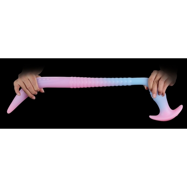 Eel Long Silicone Butt Plug - Luminous BLUE S