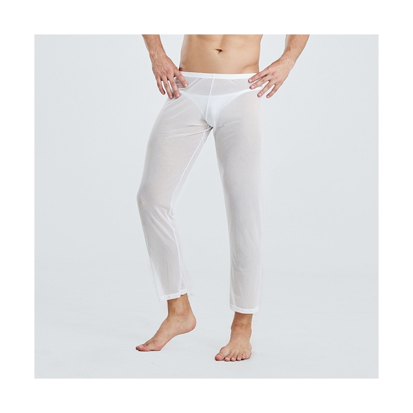 Men Ice Silk Ultrathin Transparent Sexy Underwear Pants WHITE