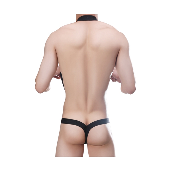 Young Men High Elastic Haltered Cotton One-pieces BLACK