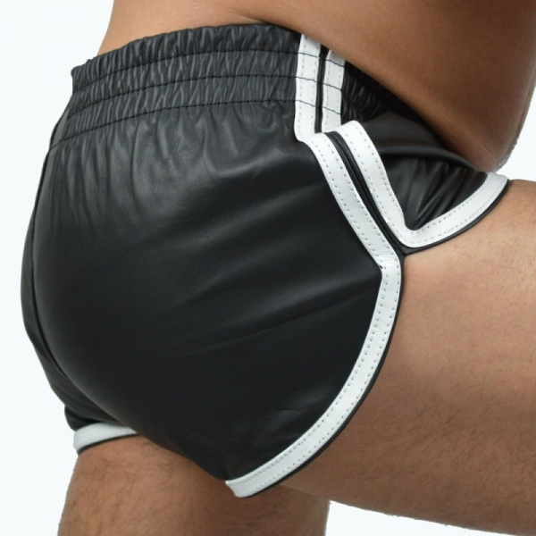 Sports Line zwart-witte short van imitatieleer