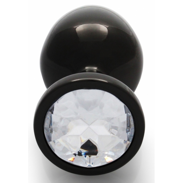 Bijou anal Round Gem M 7 x 3.3 cm Black-transparent