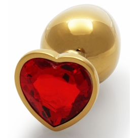 Plug Bijou anal HEART GEM M 7 x 3.3cm Doré-Rouge