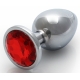 Bijou anal Round Gem M 7 x 3.3 cm Silver-Red