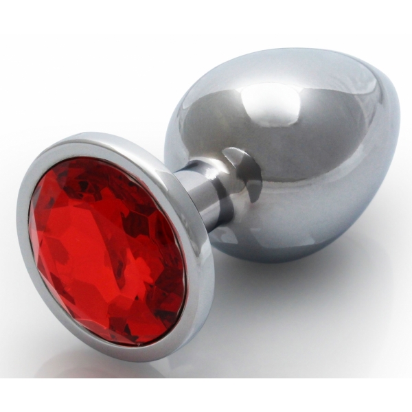 Bijou anal Round Gem M 7 x 3.3 cm Silver-Red