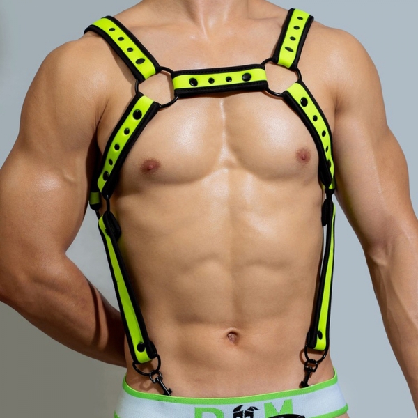 Imbracatura Neo Chest in neoprene nero-verde fluorescente