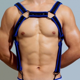 BDSMaster D.M Neoprene Chest Harness with Suspenders DARK BLUE