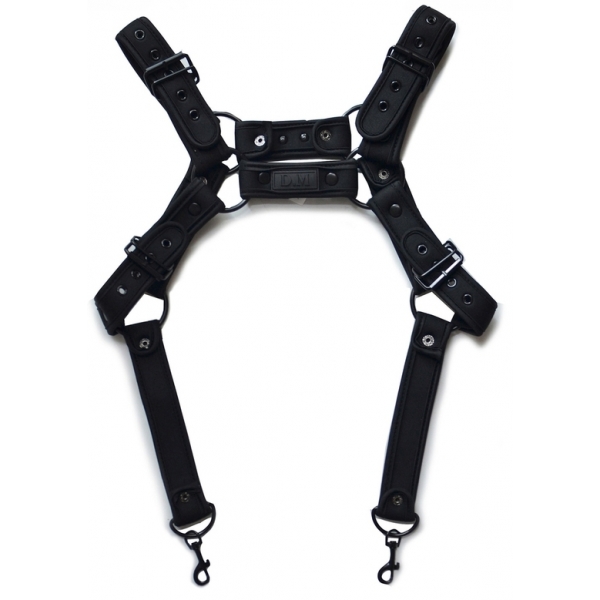 D.M Neoprene Chest Harness with Suspenders BLACK