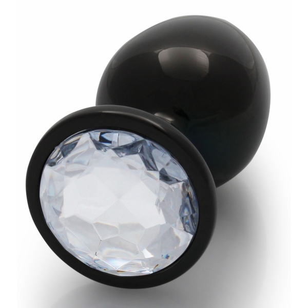 Anal-Juwel Round Gem L 8 x 4cm Schwarz-Transparent