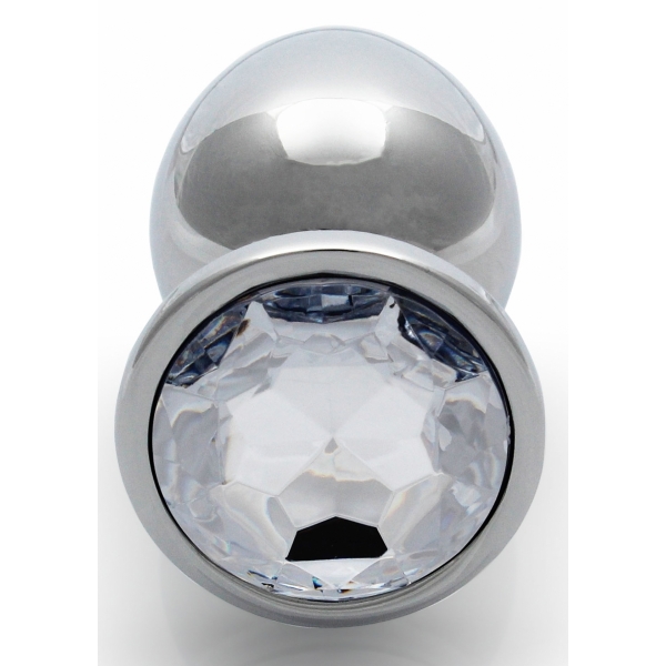Bijou anal Round Gem L 8 x 4cm Silver-Transparent